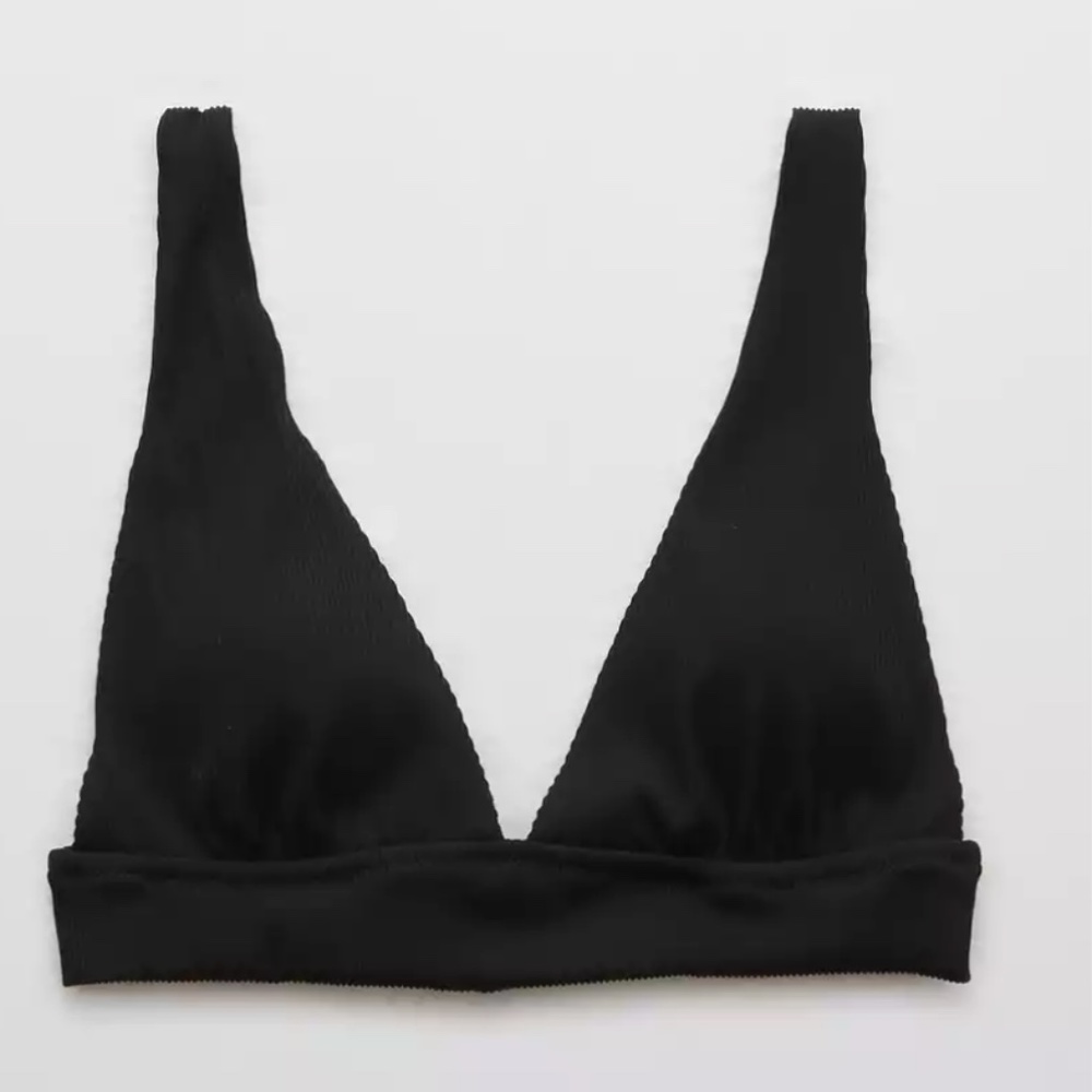 Aerie Ribbed Tie Longline Triangle Bikini Top